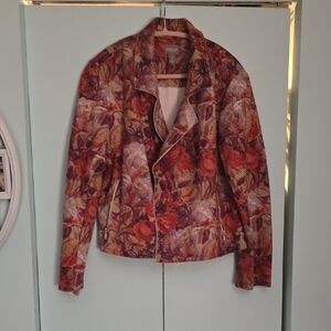 Chico's Autumn Floral Blazer - Red and Brown